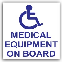 1 x Medical Equipment On Board-Self Adhesive Vinyl Sticker-Car,Van,Bus,Taxi,Cab,Mini,First Aid,Disabled Logo Sign